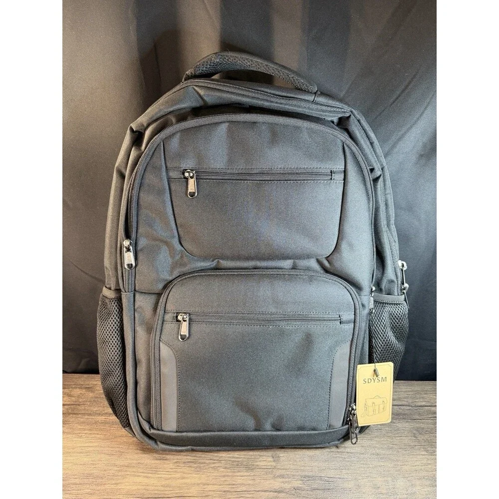 NWT Black SDYSM Travel Backpack w/ Laptop Pocket, Luggage Strap, Padded Straps